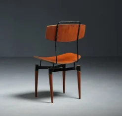 Pamono Italian Desk Chair in Teak and Black Iron, 1950s New
