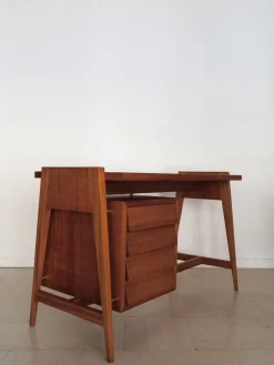 Pamono Italian Desk with Glass Top and Brass Details, 1950s Clearance