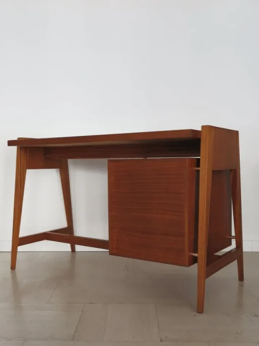 Pamono Italian Desk with Glass Top and Brass Details, 1950s Clearance