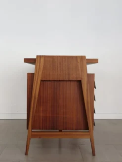 Pamono Italian Desk with Glass Top and Brass Details, 1950s Clearance