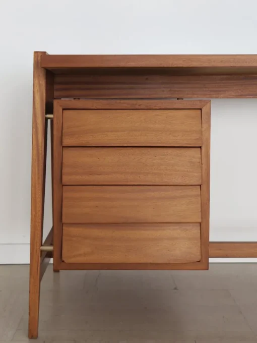 Pamono Italian Desk with Glass Top and Brass Details, 1950s Clearance