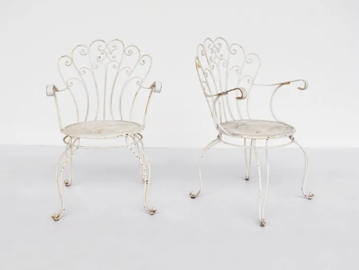 Pamono Italian Garden Armhairs in White Metal, 1950s, Set of 4 Sale