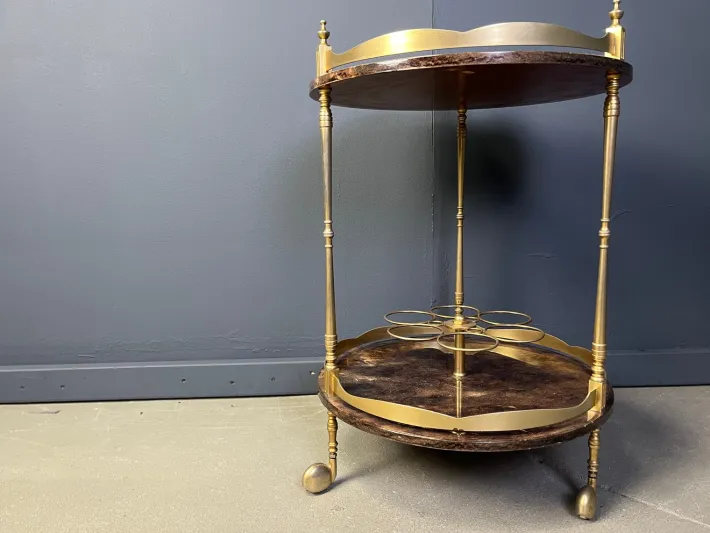 Pamono Italian Lacquered Goatskin and Parchment Serving Bar Cart from Aldo Tura, 1960s Sale