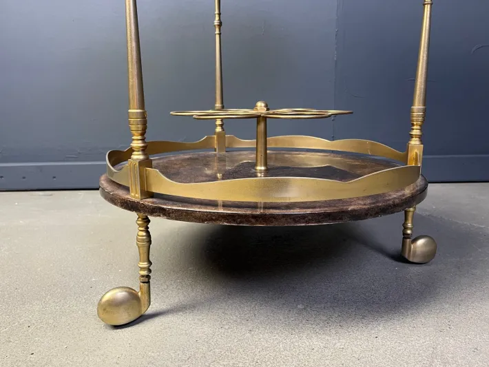Pamono Italian Lacquered Goatskin and Parchment Serving Bar Cart from Aldo Tura, 1960s Sale
