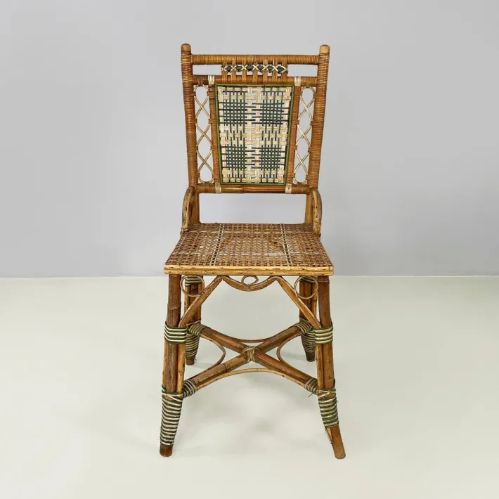 Pamono Italian Liberty Outdoor Chair in Rattan from Palazzo Falconi, 1890s Sale
