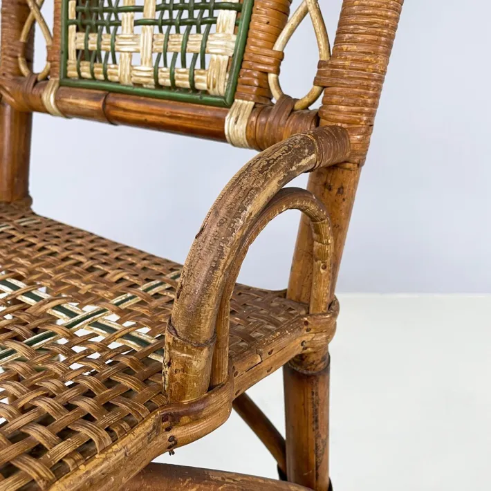 Pamono Italian Liberty Outdoor Chair in Rattan from Palazzo Falconi, 1890s Sale