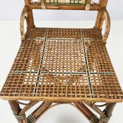 Pamono Italian Liberty Outdoor Chair in Rattan from Palazzo Falconi, 1890s Sale