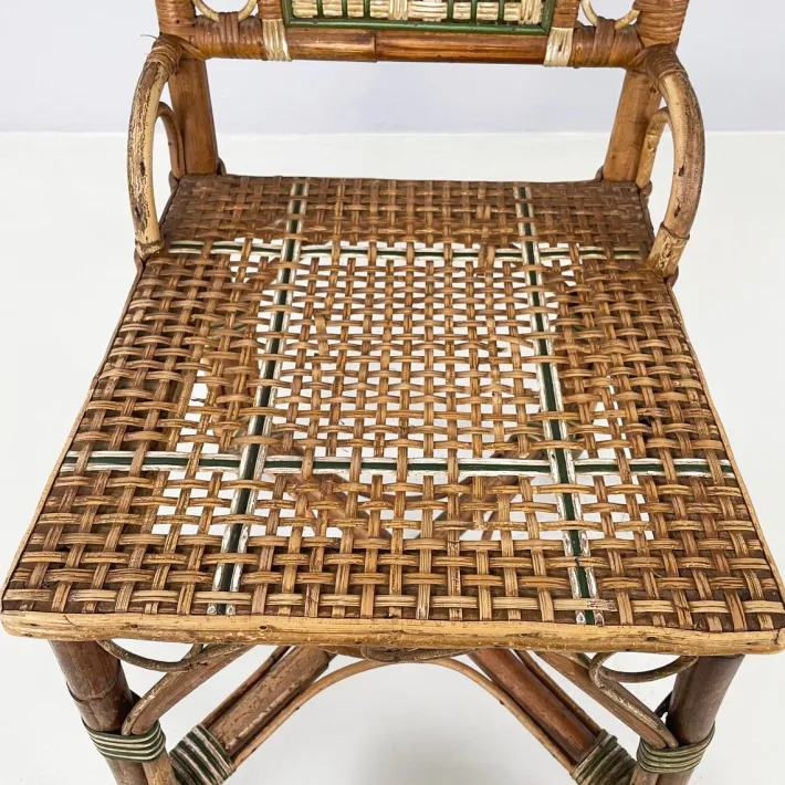 Pamono Italian Liberty Outdoor Chair in Rattan from Palazzo Falconi, 1890s Sale