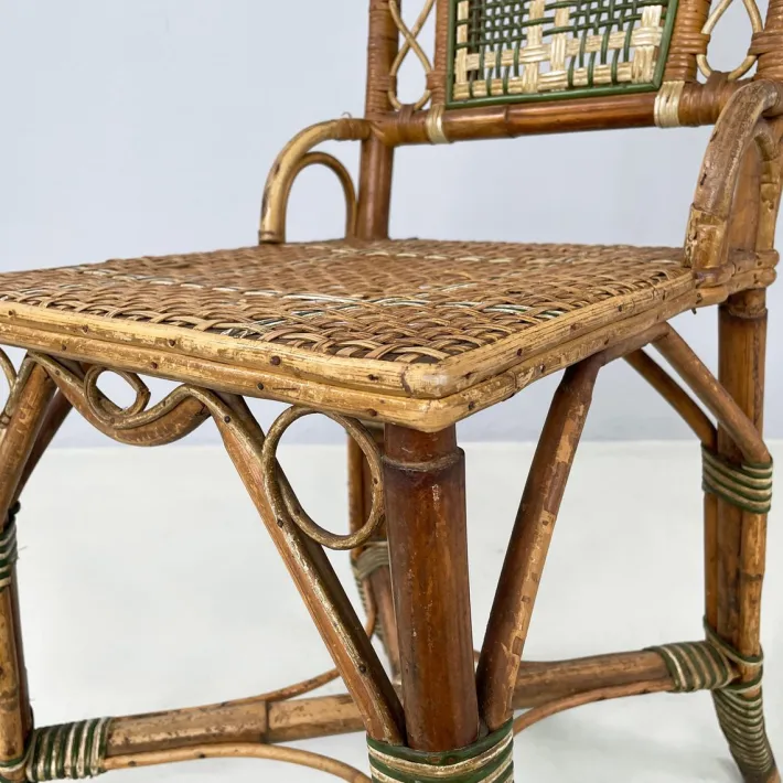 Pamono Italian Liberty Outdoor Chair in Rattan from Palazzo Falconi, 1890s Sale