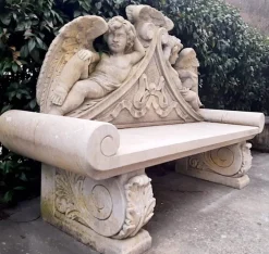 Pamono Italian Lime Stone Bench, 1990s