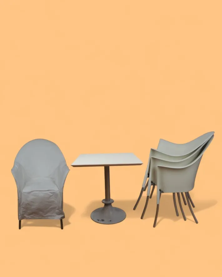 Pamono Italian Lord Yo Chairs and Lord Yi Square Table by Philippe Starck for Driade, 1990s, Set of 5 Sale