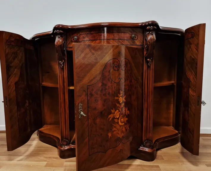 Pamono Italian Louis XV Style Sideboard in Walnut with Inlays, 1970s Sale