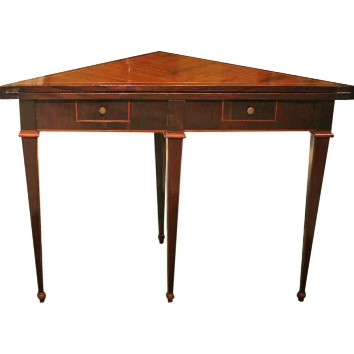 Pamono Italian Louis XVI Period Tulipwood and Kingwood Two Drawers Folding Table