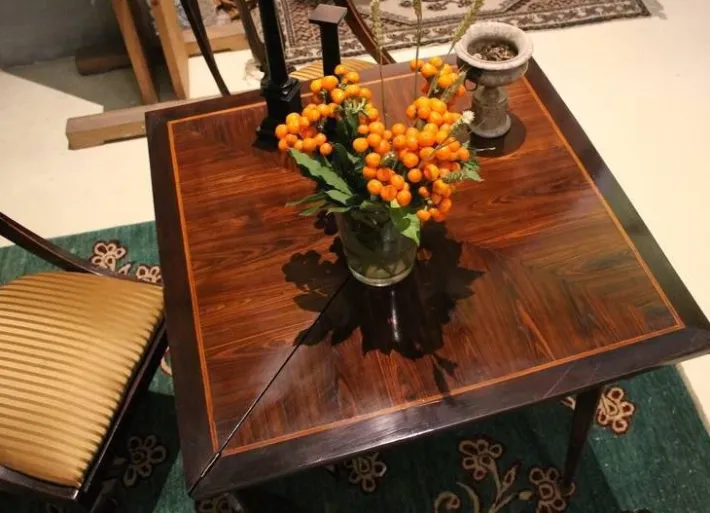 Pamono Italian Louis XVI Period Tulipwood and Kingwood Two Drawers Folding Table