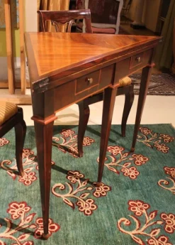 Pamono Italian Louis XVI Period Tulipwood and Kingwood Two Drawers Folding Table