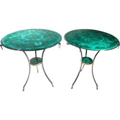Pamono Italian Malachite Tables, 1950s, Set of 2 Sale