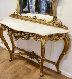 Pamono Italian Marble Top Console Table and Mirror Set, 1890s, Set of 2 Outlet