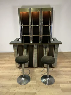 Pamono Italian Metal, Steel and Glass Bar Cabinet, 1960s, Set of 4 Hot