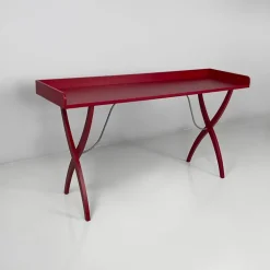 Pamono Italian Modern Burgundy Wood and Metal Console, 1980s Hot