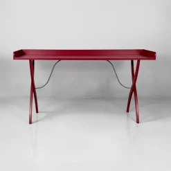 Pamono Italian Modern Burgundy Wood and Metal Console, 1980s Hot