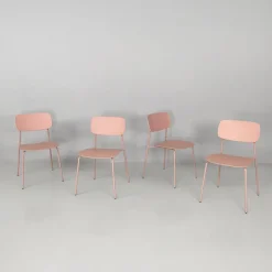 Pamono Italian Modern Light Pink Metal and Plastic Chairs from Tomasucci, 2000s, Set of 4 Outlet