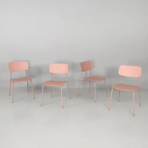 Pamono Italian Modern Light Pink Metal and Plastic Chairs from Tomasucci, 2000s, Set of 4 Outlet
