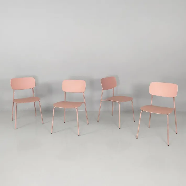 Pamono Italian Modern Light Pink Metal and Plastic Chairs from Tomasucci, 2000s, Set of 4 Outlet