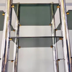 Pamono Italian Modern Self Supporting Bookcase in Chromed Steel and Smoked Glass, 1970s Outlet