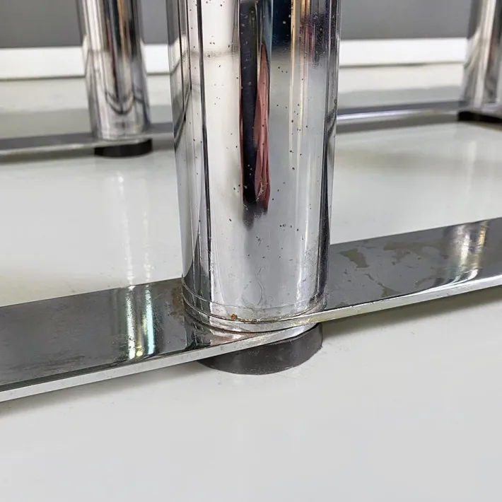 Pamono Italian Modern Self Supporting Bookcase in Chromed Steel and Smoked Glass, 1970s Outlet