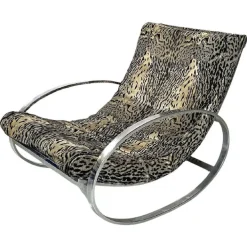 Pamono Italian Modern Tiger Print Rocking Armchair Ellipse Renato Zevi for Selig, 1970s Best