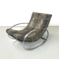 Pamono Italian Modern Tiger Print Rocking Armchair Ellipse Renato Zevi for Selig, 1970s Best