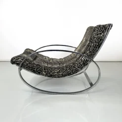Pamono Italian Modern Tiger Print Rocking Armchair Ellipse Renato Zevi for Selig, 1970s Best
