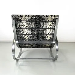 Pamono Italian Modern Tiger Print Rocking Armchair Ellipse Renato Zevi for Selig, 1970s Best