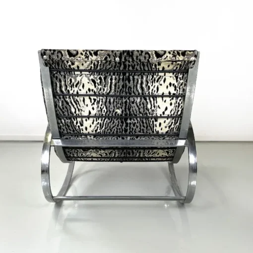 Pamono Italian Modern Tiger Print Rocking Armchair Ellipse Renato Zevi for Selig, 1970s Best