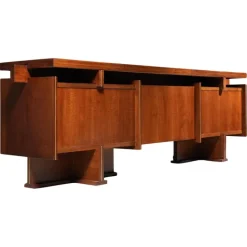 Pamono Italian Modernist Walnut and Brass Writing Desk, 1950s Outlet