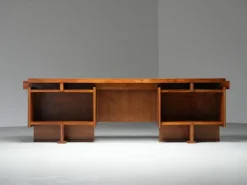 Pamono Italian Modernist Walnut and Brass Writing Desk, 1950s Outlet