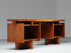 Pamono Italian Modernist Walnut and Brass Writing Desk, 1950s Outlet