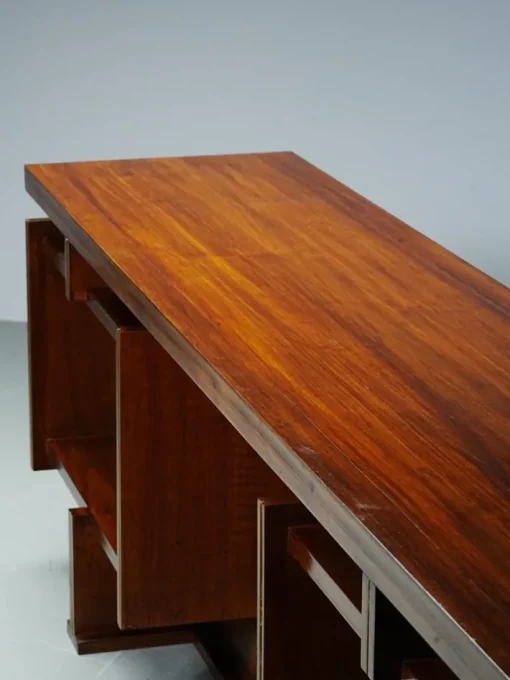 Pamono Italian Modernist Walnut and Brass Writing Desk, 1950s Outlet