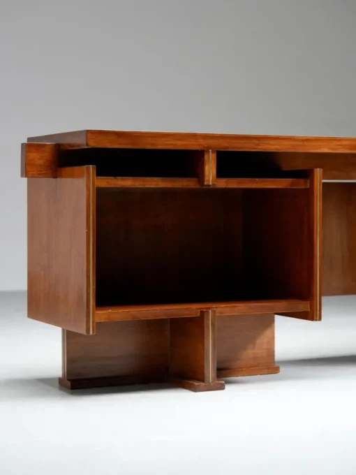 Pamono Italian Modernist Walnut and Brass Writing Desk, 1950s Outlet