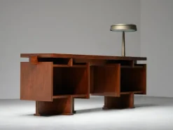 Pamono Italian Modernist Walnut and Brass Writing Desk, 1950s Outlet