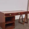 Pamono Italian Naval Wood and Brass Desk, 1960s New
