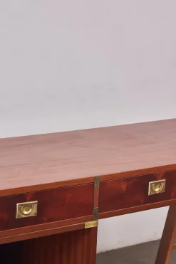 Pamono Italian Naval Wood and Brass Desk, 1960s New