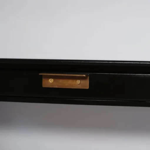 Pamono Italian Nightstands in Black Shellac Lacquer with Brass Pulls, 1950s, Set of 2 Sale