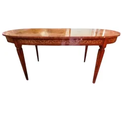 Pamono Italian Oval Inlaid Table, 1950s