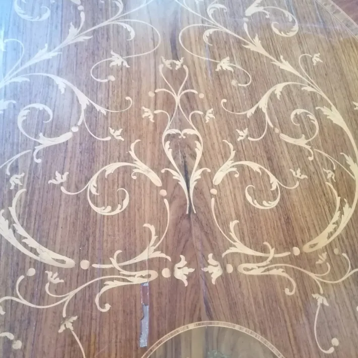 Pamono Italian Oval Inlaid Table, 1950s