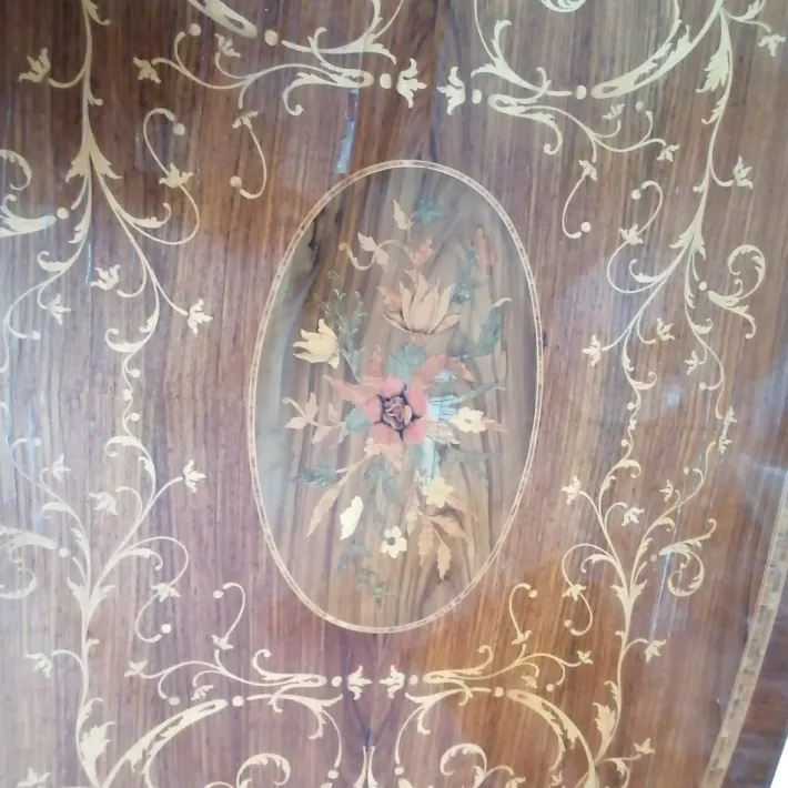 Pamono Italian Oval Inlaid Table, 1950s