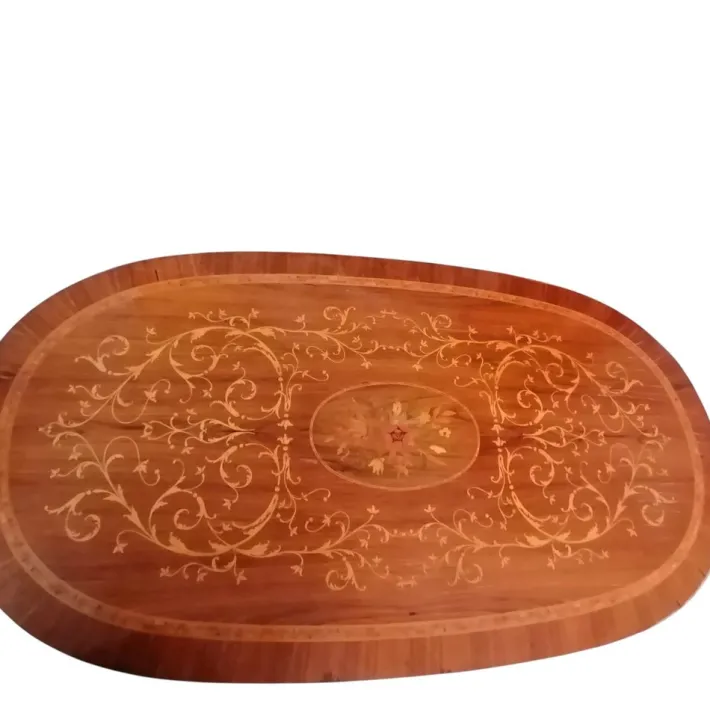 Pamono Italian Oval Inlaid Table, 1950s