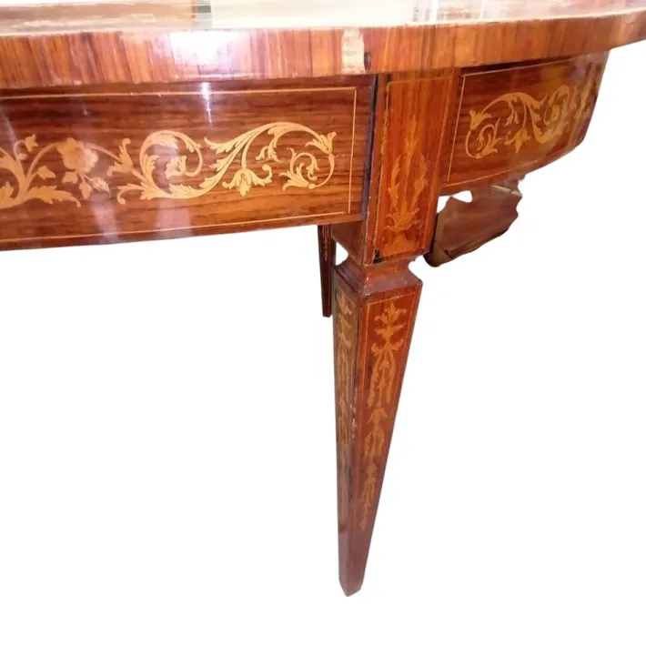 Pamono Italian Oval Inlaid Table, 1950s