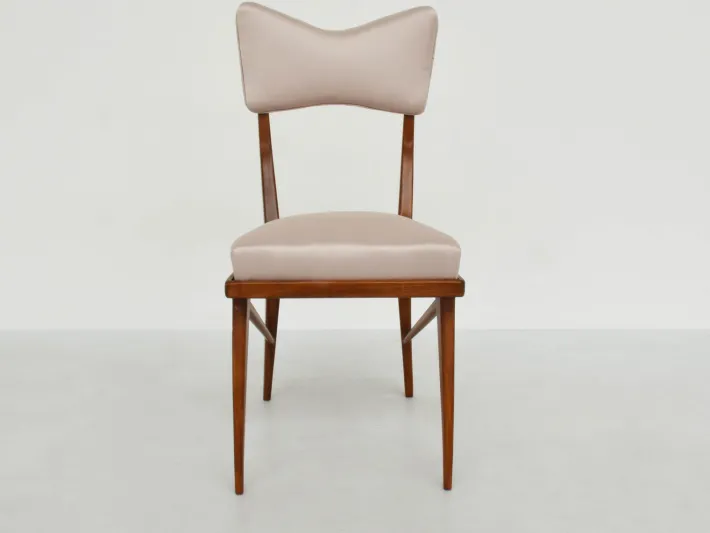 Pamono Italian Papillon Back Chairs in Light Pink Satin by Ariberto Colombo, 1950s, Set of 2 Hot
