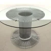 Pamono Italian Pedestal Dining Table in Chrome and Glass, 1970s Outlet